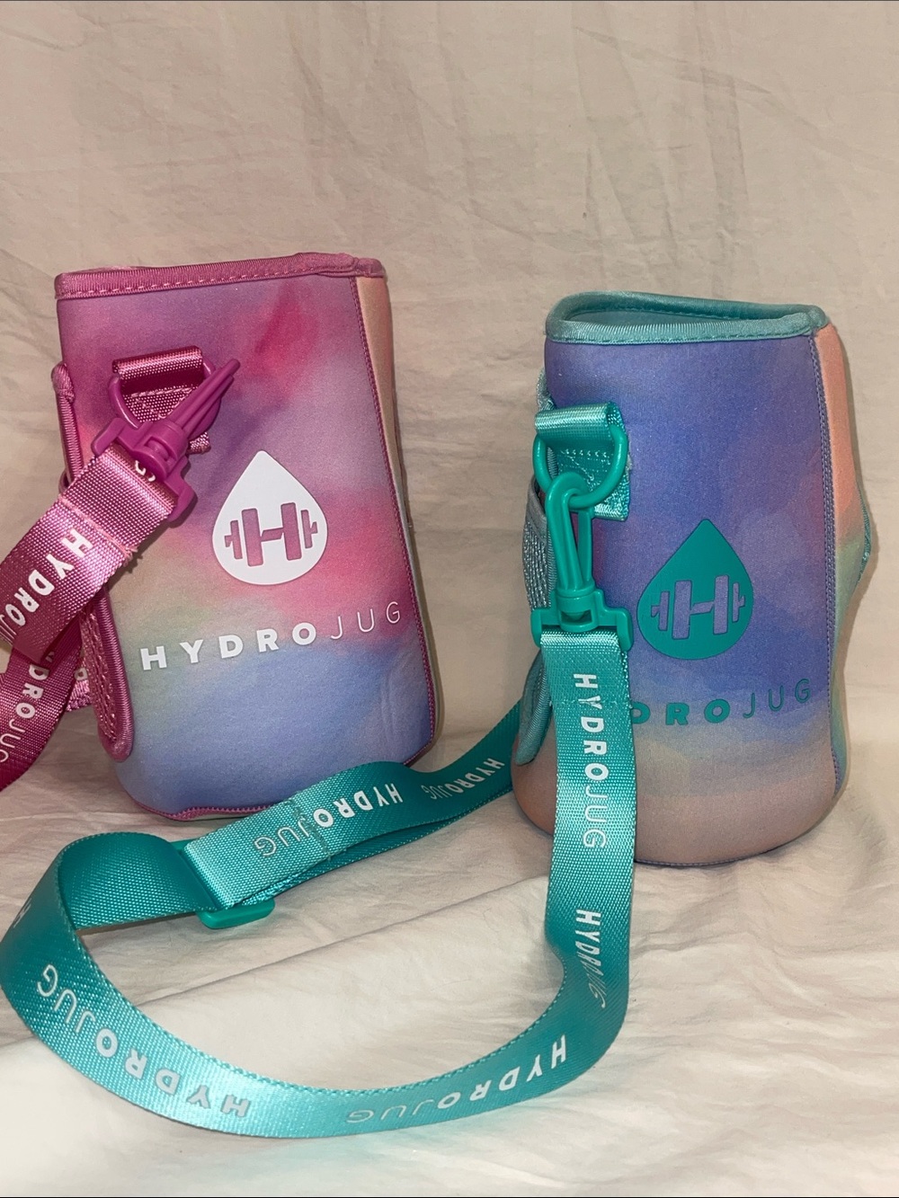 HydroJug Pink & Teal Ombre Crossbody Bottle Neoprene Sleeves 1/2 gallon